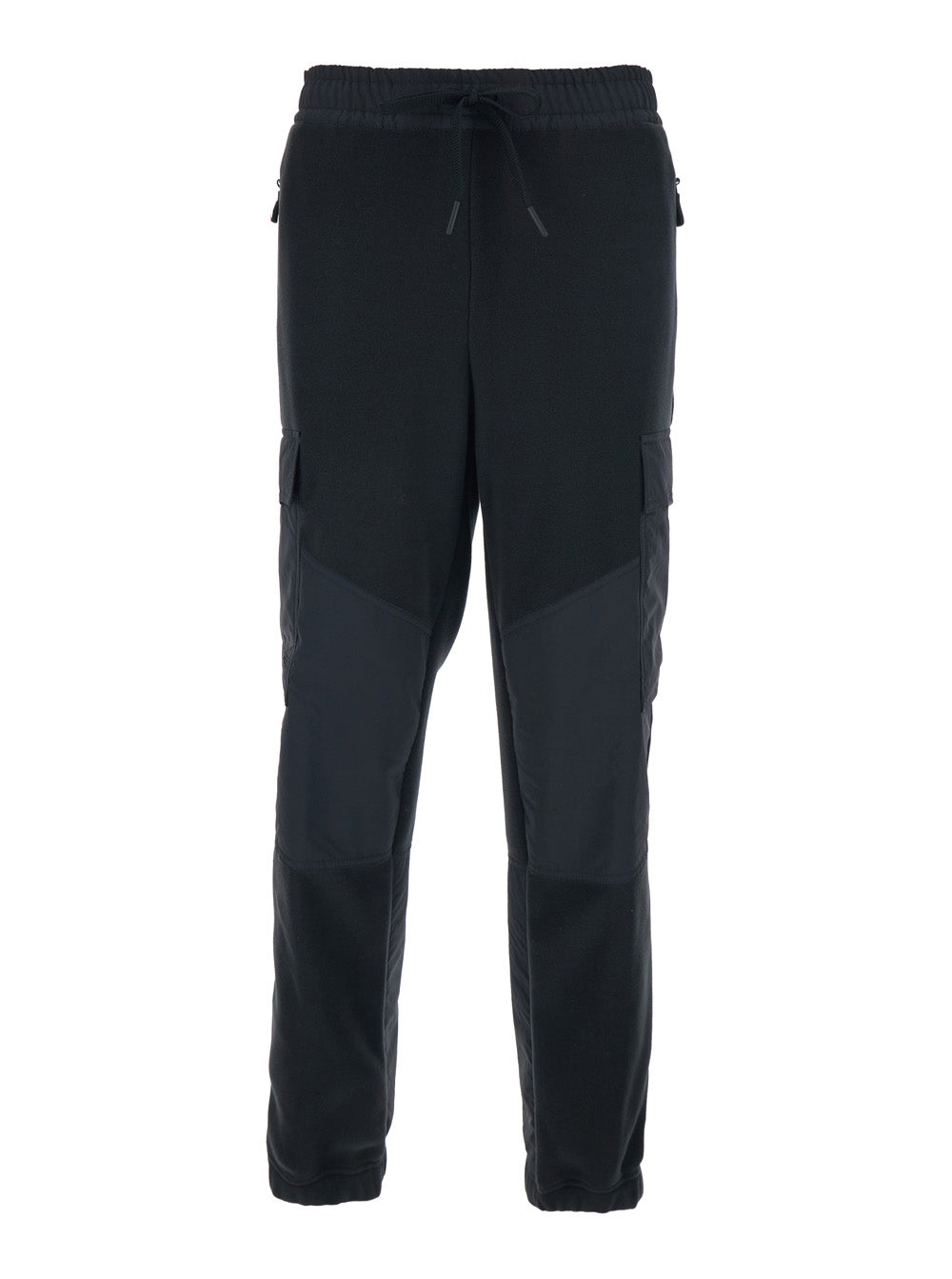 Moncler Grenoble Men Black Pants With Side Logo Patch And Tech Fabric Inserts In Fleece Man MONCLER GRENOBLE