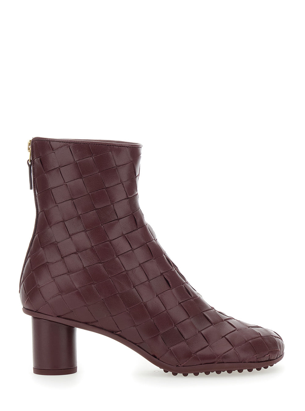 Bottega Veneta Women 'Atomic' Bordeaux Ankle Boots With Braided Design And Kitten Heel In Leather Woman BOTTEGA VENETA