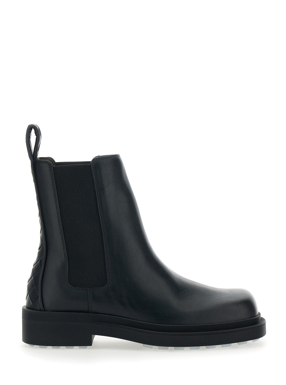 Bottega Veneta Women Black Ankle Boots With Elastic Side And Intreccio On The Back In Leather Woman BOTTEGA VENETA