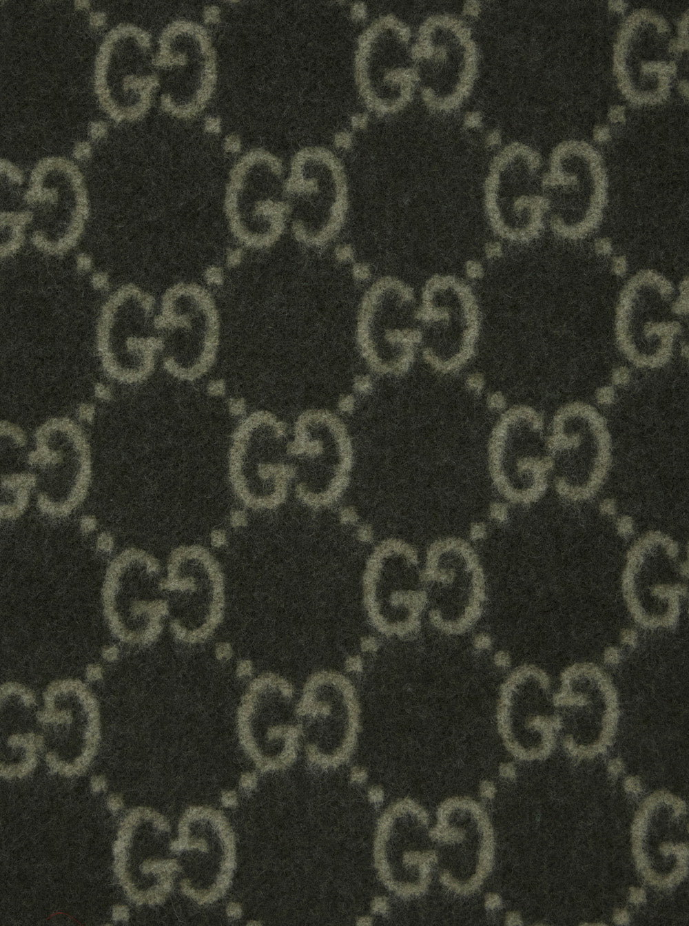 Gucci Men Green Scarf With Fringed Hem And Gg Motif Jacquard In Cashmere Man GUCCI