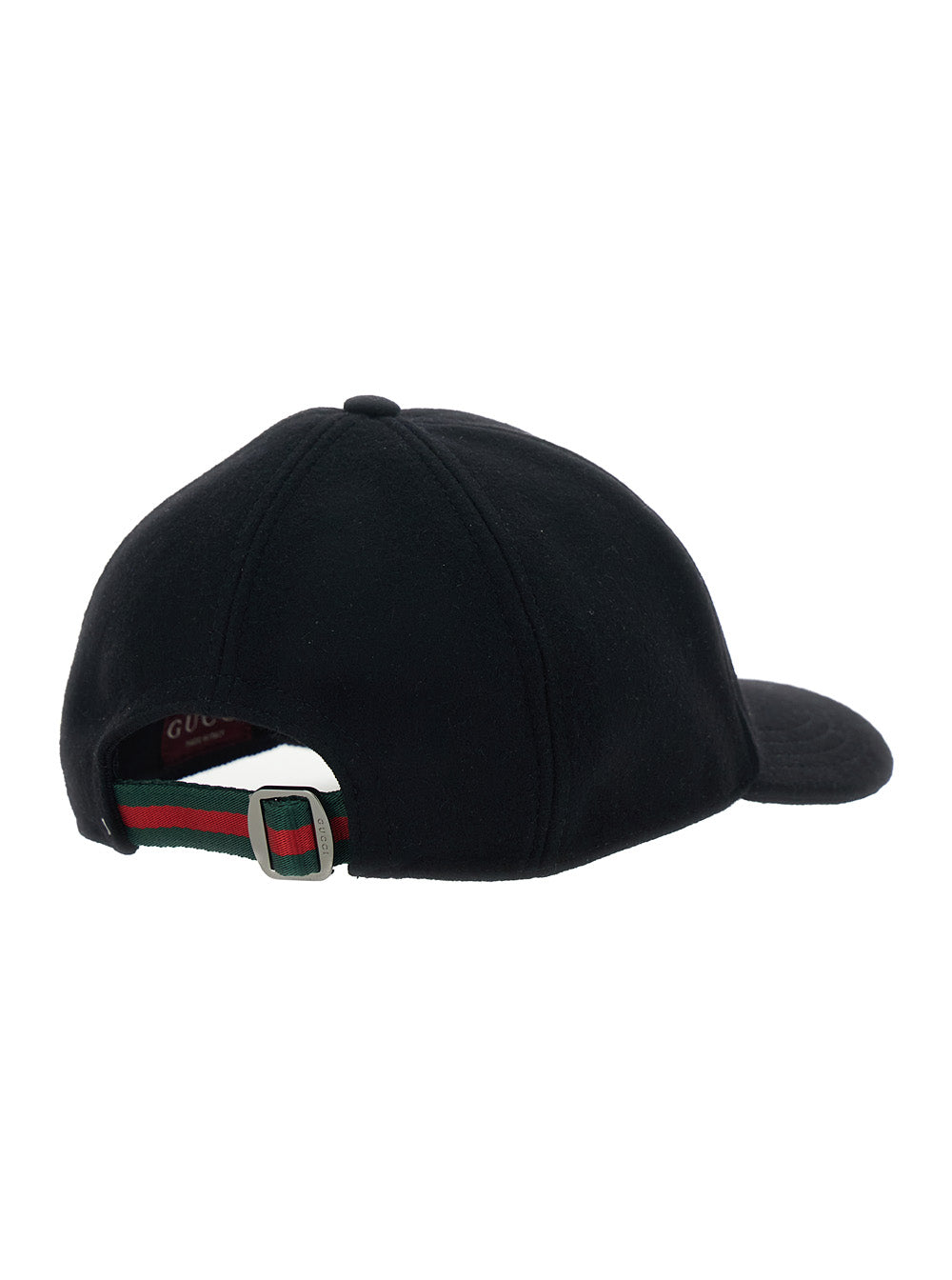 Gucci Men Black Baseball Cap With Logo Lettering On The Side And Rear Closure With Web Detail In Wool Man GUCCI