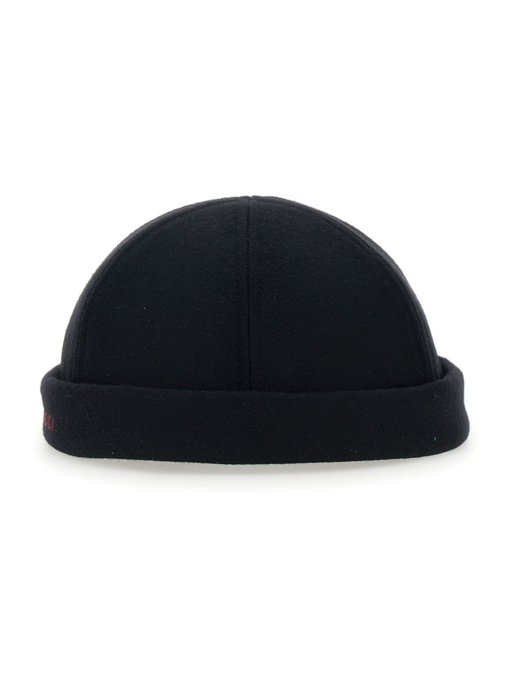 Gucci Men Black Beanie With Logo Lettering And Rear Closure With Web Detail In Wool Man GUCCI