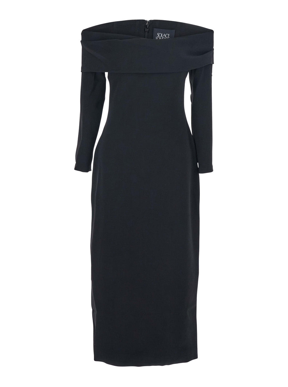 Solace London Women 'Yuni' Black Dress With Square Neckline And Back Closure In Fabric Woman SOLACE LONDON