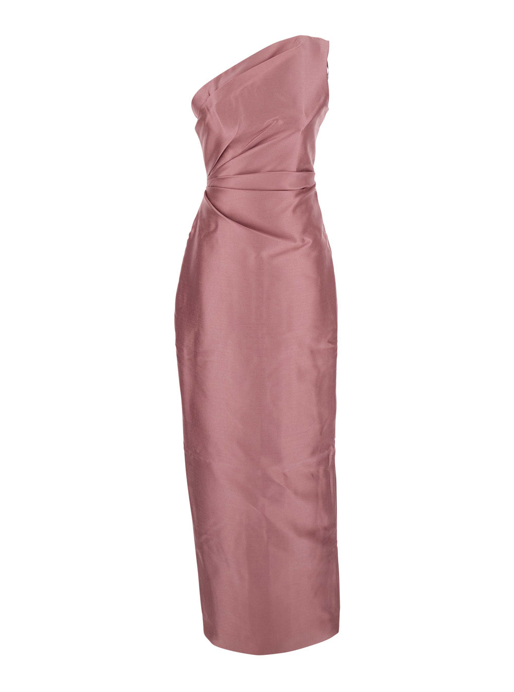 Solace London Women 'Kira' Pink One-Shoulder Long Dress With Draped Details In Twill Woman SOLACE LONDON