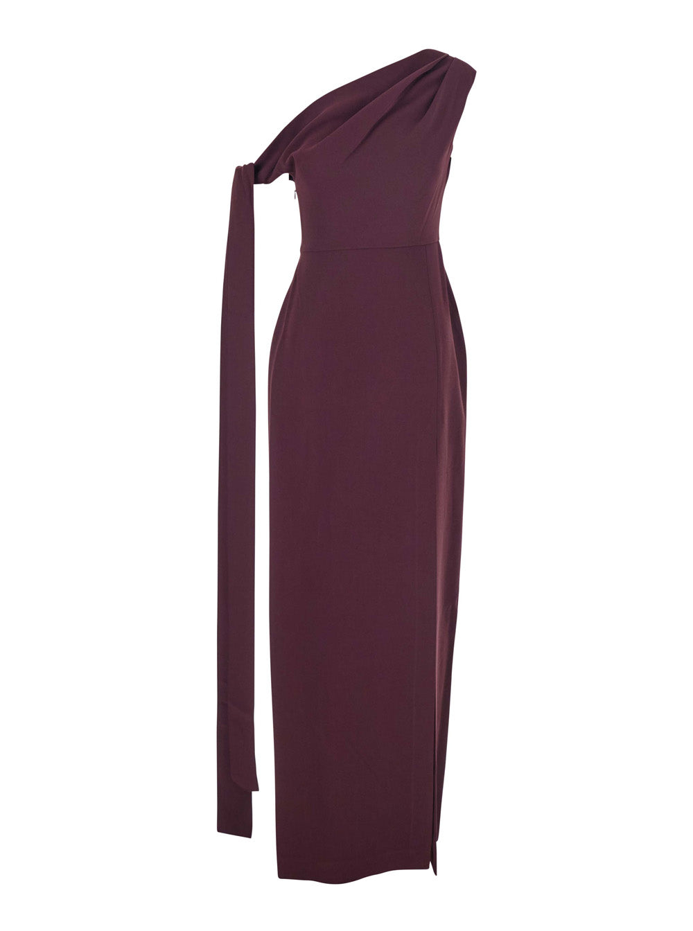 Solace London Women 'Irina' Bordeaux One-Shoulder Long Dress With Draped Neckline In Fabric Woman SOLACE LONDON