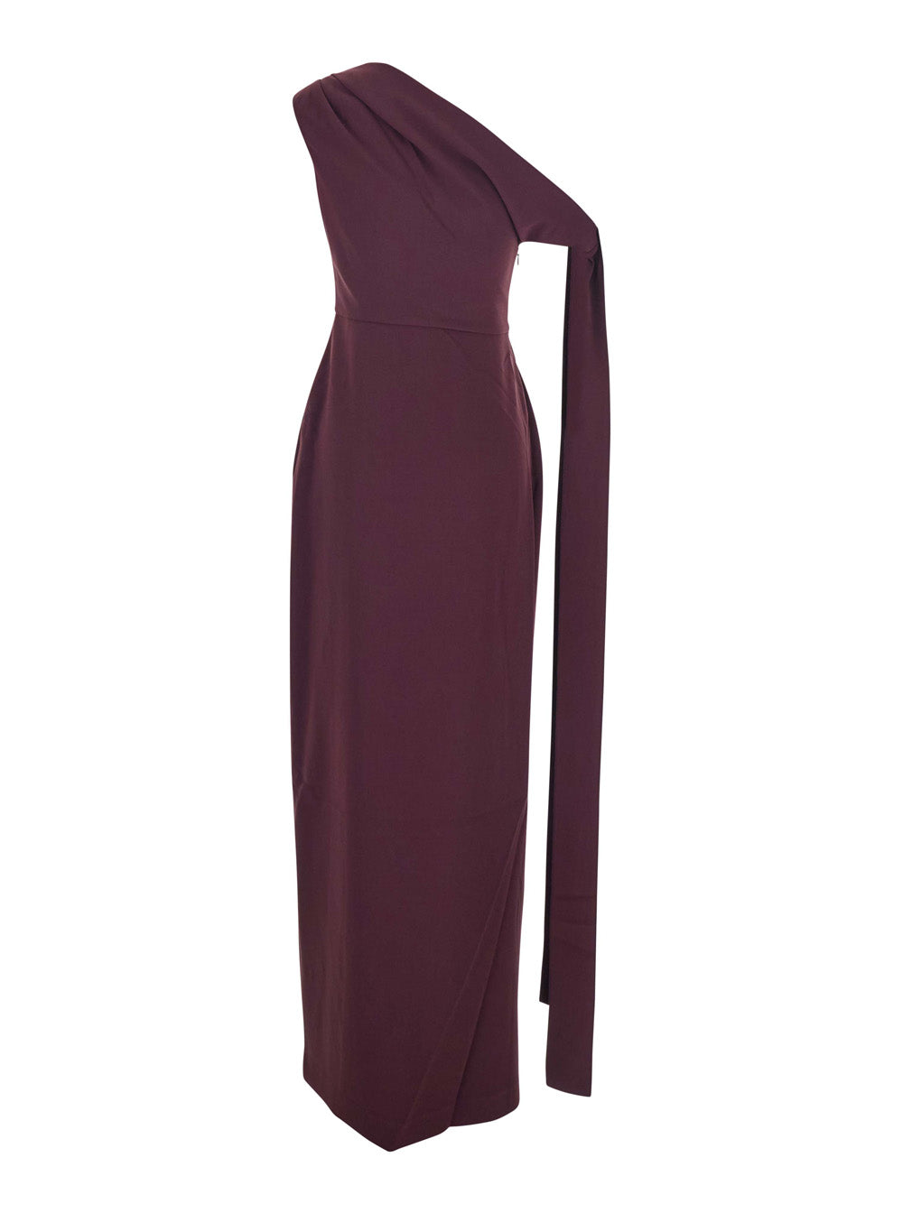 Solace London Women 'Irina' Bordeaux One-Shoulder Long Dress With Draped Neckline In Fabric Woman SOLACE LONDON