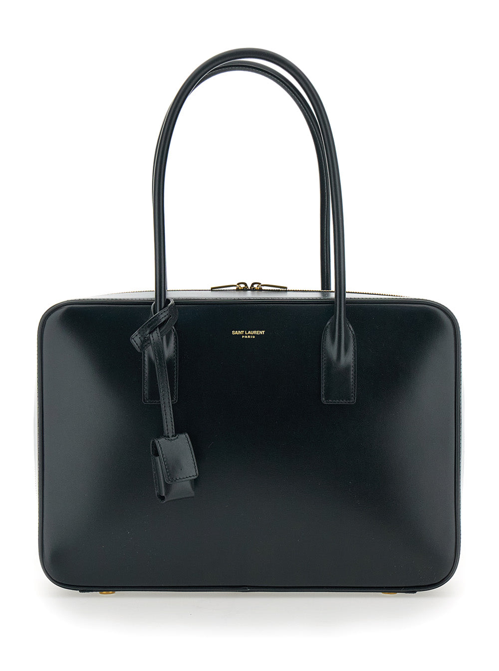 Saint Laurent Women Black Shoulder Bag With Logo Lettering On The Front And Keychain Detail In Leather Woman SAINT LAURENT