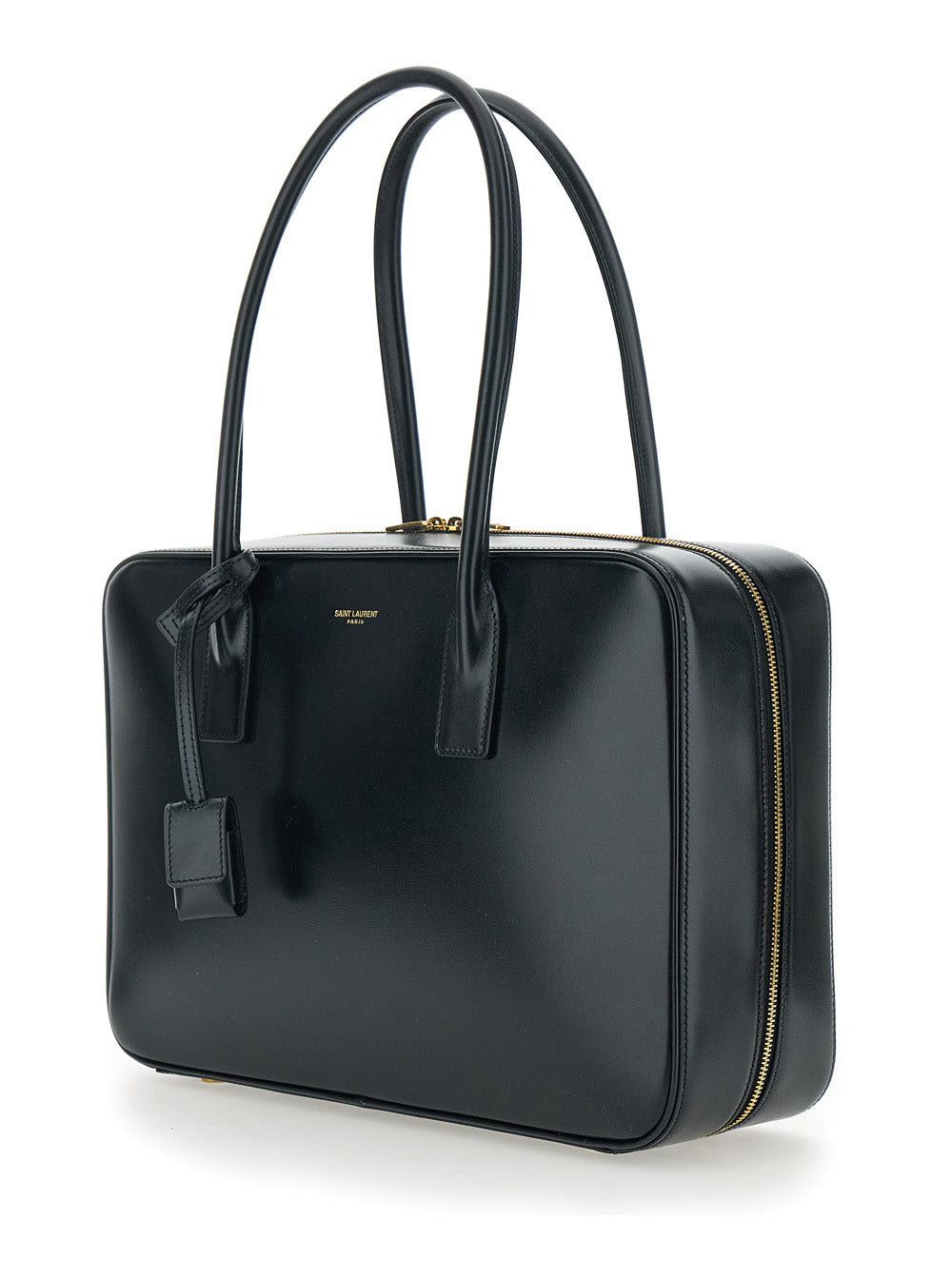 Saint Laurent Women Black Shoulder Bag With Logo Lettering On The Front And Keychain Detail In Leather Woman SAINT LAURENT