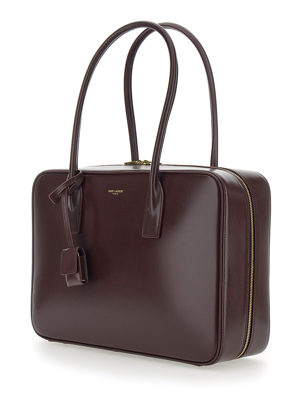 Saint Laurent Women Bordeaux Shoulder Bag With Logo Lettering On The Front And Keychain Detail In Leather Woman SAINT LAURENT