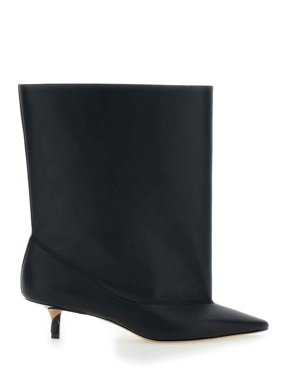 Jacquemus Women 'Les Bottes Tourni' Black Ankle Boots With Pointed Toe And Low Stiletto Heel In Leather Woman