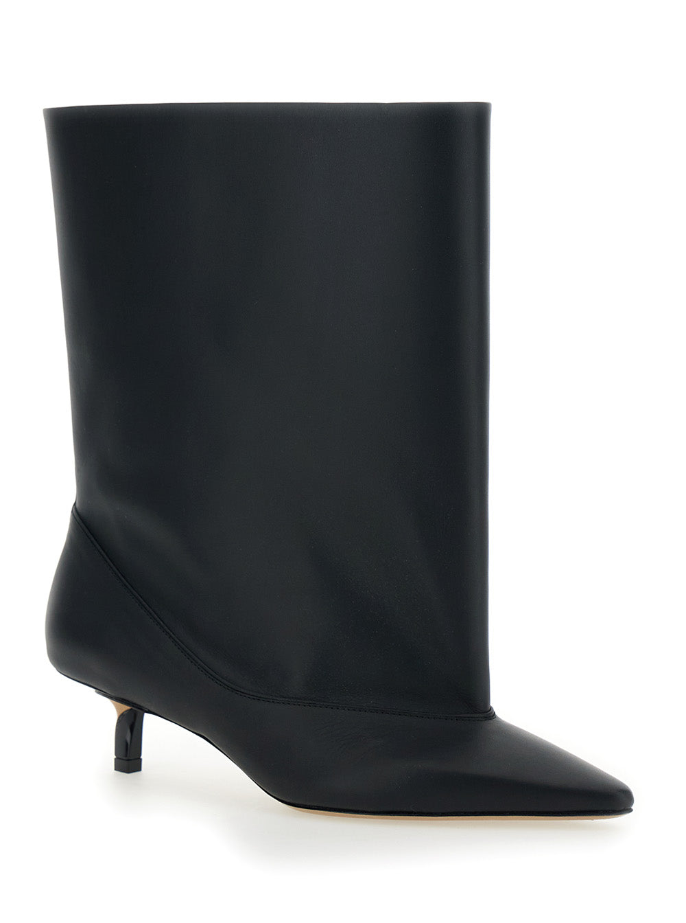 Jacquemus Women 'Les Bottes Tourni' Black Ankle Boots With Pointed Toe And Low Stiletto Heel In Leather Woman