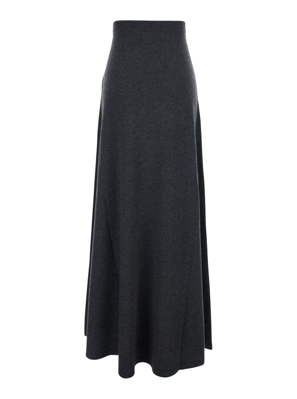 Balenciaga Women Grey Flared Skirt With Pleated Details And Elastic Ribbed Waist In Wool Woman BALENCIAGA