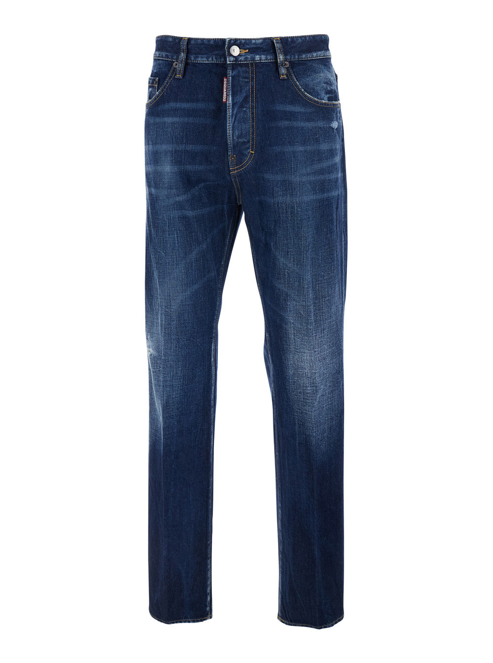 Dsquared2 Men '642' Blue Jeans With Logo Patch On The Rear In Denim Man DSQUARED2