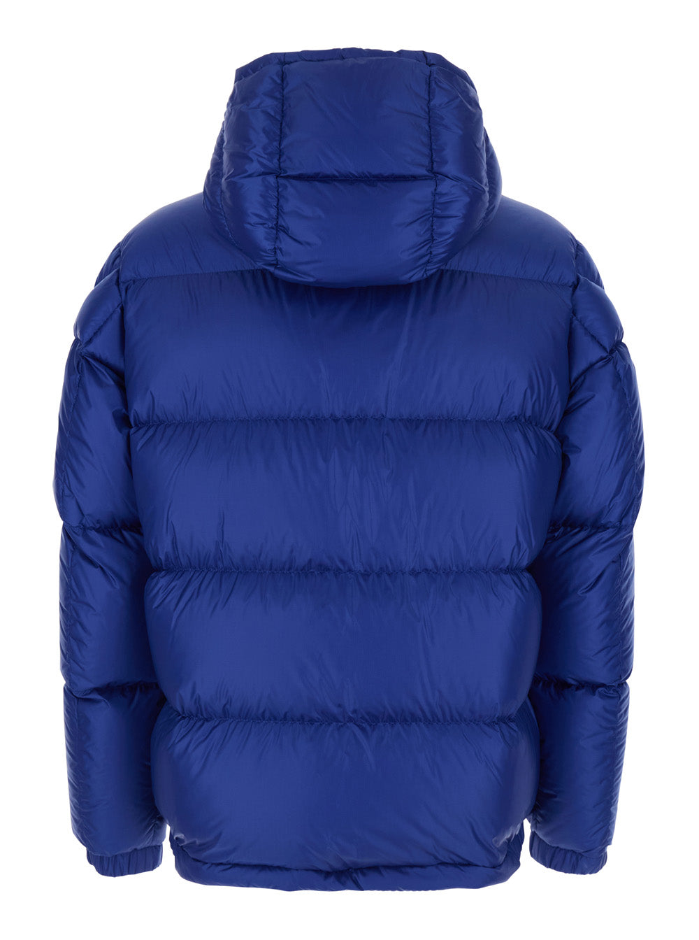 Moncler Men 'Rivau' Blue Down Jacket With Fixed Hood And Logo Patch On The Sleeve In Tech Fabric Man MONCLER