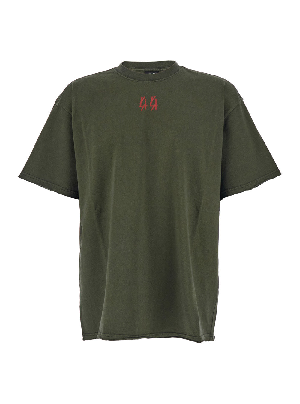 44 Label Group Men Green Crewneck T-Shirt With Dropped Shoulders And Logo Print On Front And Rear In Cotton Man 44 LABEL GROUP