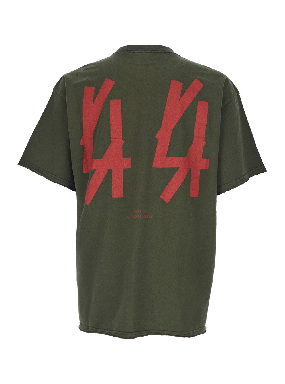 44 Label Group Men Green Crewneck T-Shirt With Dropped Shoulders And Logo Print On Front And Rear In Cotton Man 44 LABEL GROUP