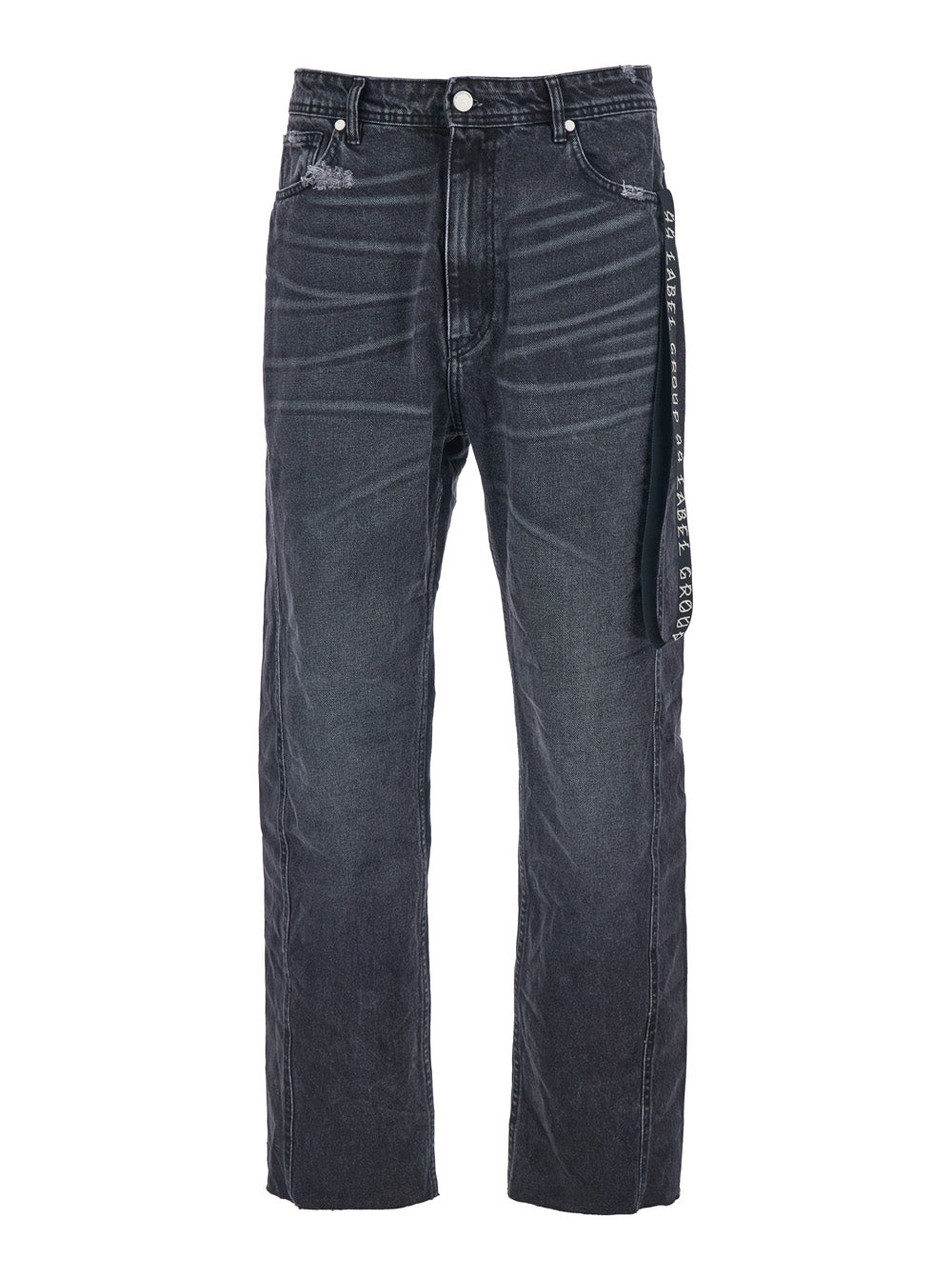 44 Label Group Men Black Jeans With Logo Patch On The Rear And Side Strap With Logo In Denim Man 44 LABEL GROUP