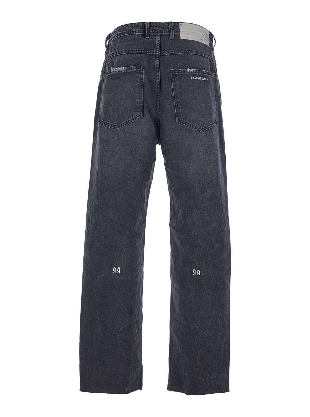 44 Label Group Men Black Jeans With Logo Patch On The Rear And Side Strap With Logo In Denim Man 44 LABEL GROUP