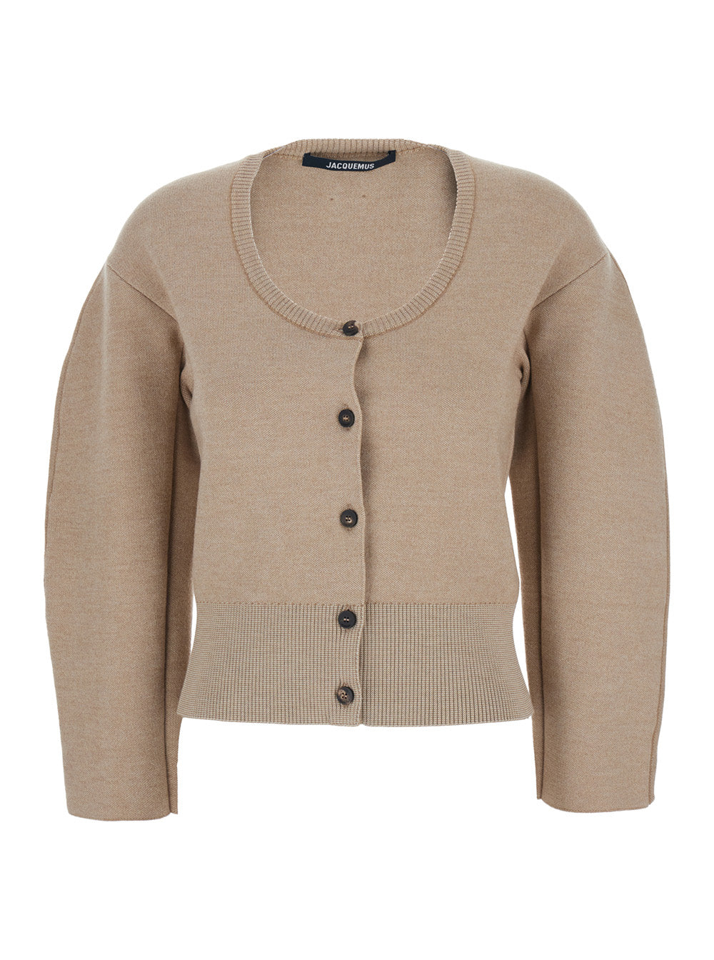 Jacquemus Women 'Le Gilet Doppio' Beige Cardigan With Round Neck And Ribbed Trims In Wool Blend Stretch Woman JACQUEMUS