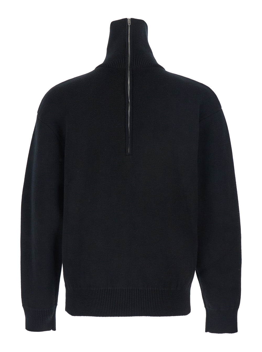 Balenciaga Women Black Turtleneck Sweater With Rear Half Zip Closure In Cotton Blend Stretch Woman BALENCIAGA