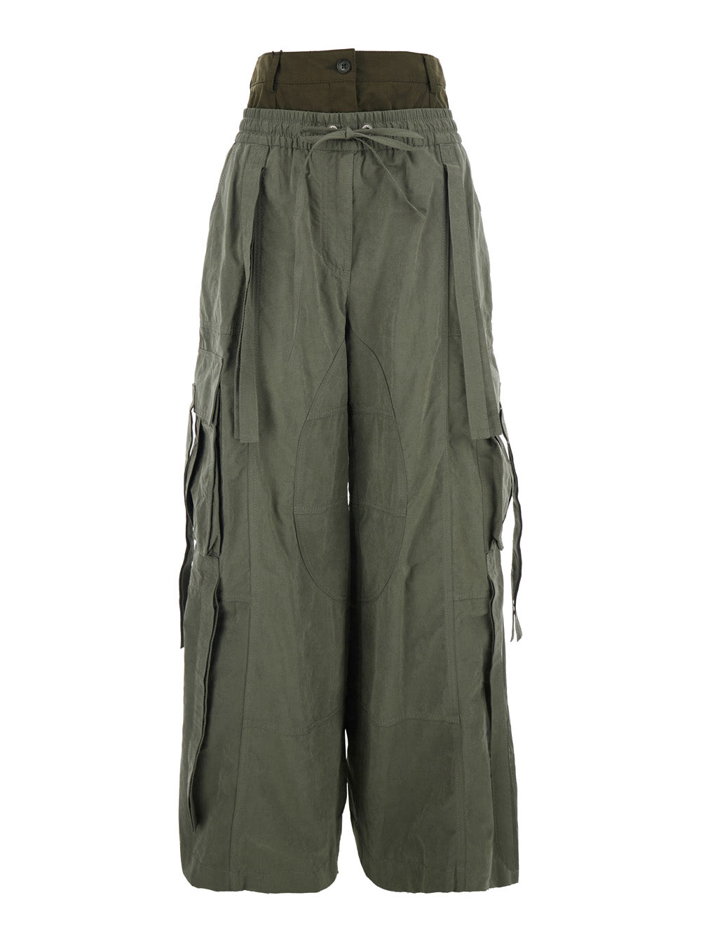 Dolce & Gabbana Women Green Cargo Pants With Elasticated Double Waist In Cotton Blend Woman DOLCE & GABBANA