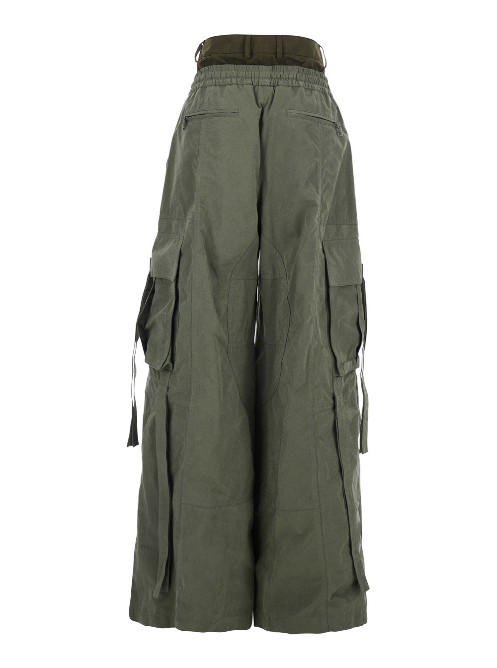 Dolce & Gabbana Women Green Cargo Pants With Elasticated Double Waist In Cotton Blend Woman DOLCE & GABBANA
