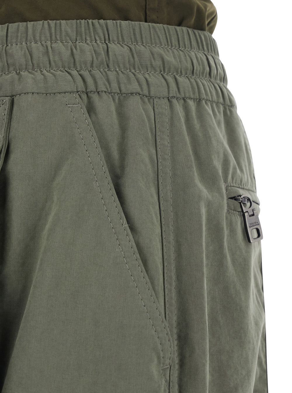 Dolce & Gabbana Women Green Cargo Pants With Elasticated Double Waist In Cotton Blend Woman DOLCE & GABBANA