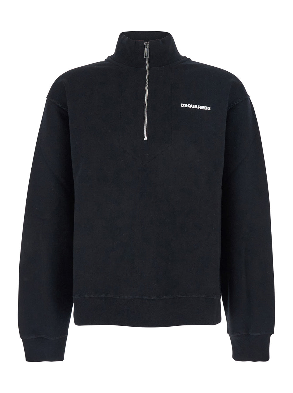 Dsquared2 Men Black High Neck Sweatshirt With Lettering Logo On The Front In Cotton Man DSQUARED2