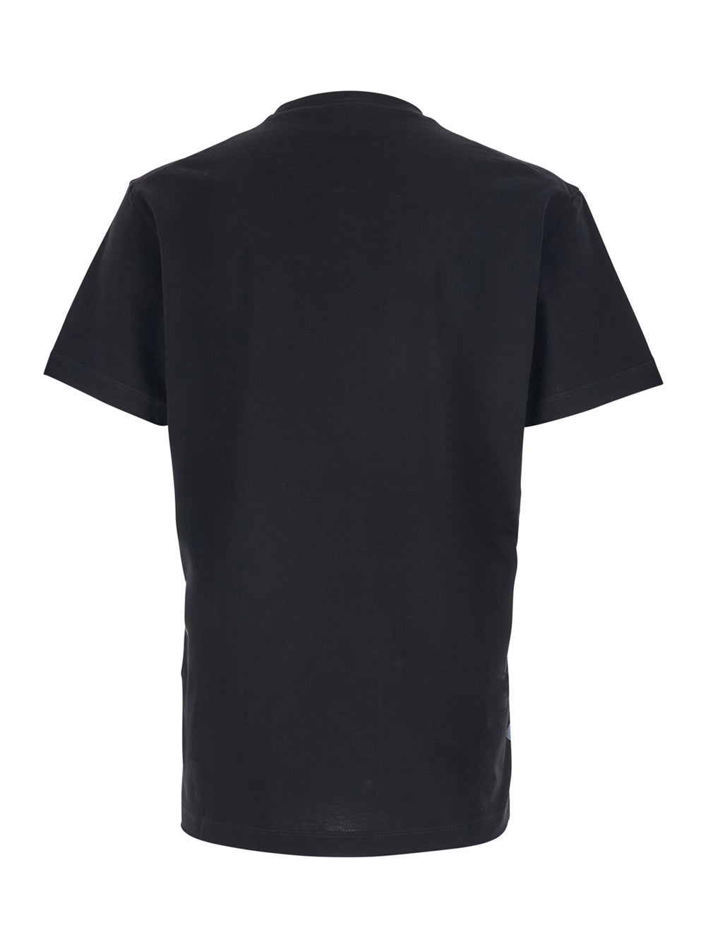 Dsquared2 Men Black Crewneck T-Shirt With Patch Logo On The Front In Cotton Man DSQUARED2