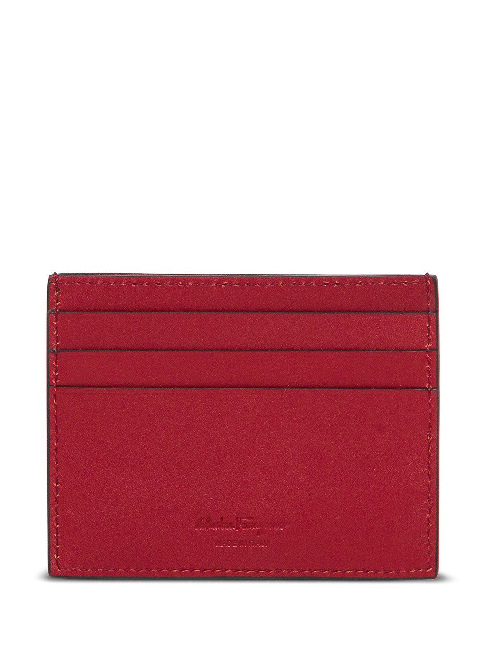 Ferragamo Men Salvatore Ferragamo Man's Revival Black  Leather Card Holder With Gancini Buckle FERRAGAMO