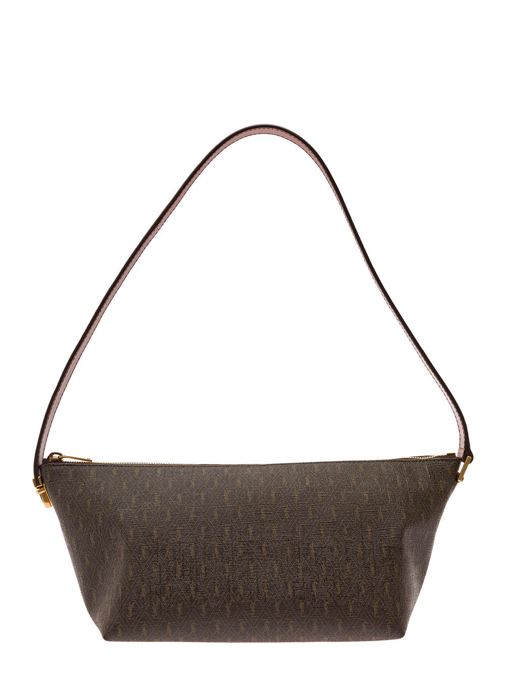 Saint Laurent Men Brown Shoulder Bag With Buckle With Embossed Logo And All-Over Cassandre Embroidery In Canvas And Leather Man SAINT LAURENT
