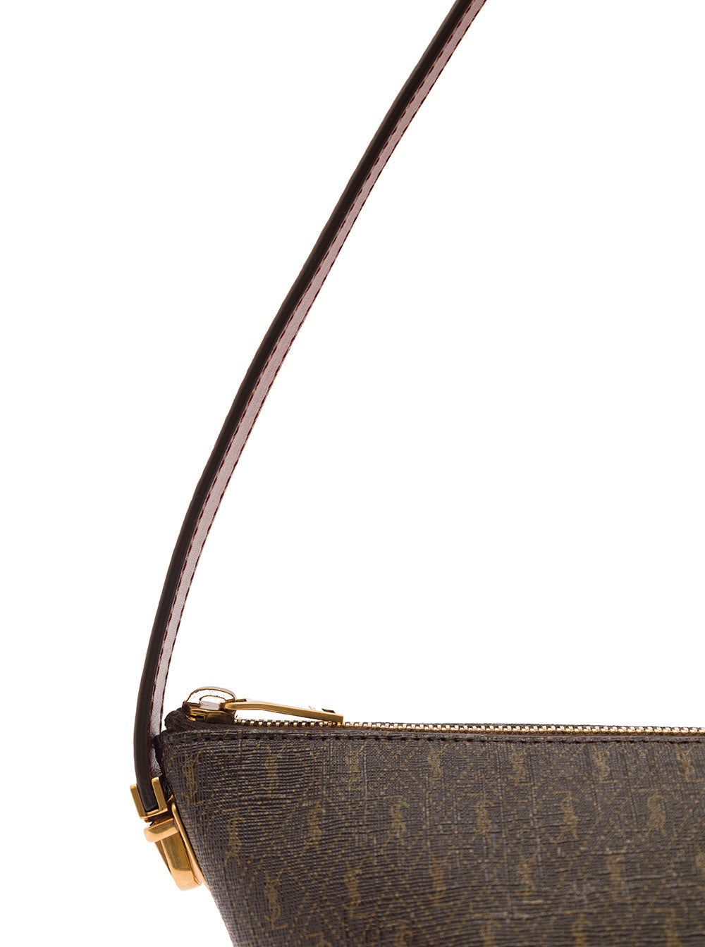 Saint Laurent Men Brown Shoulder Bag With Buckle With Embossed Logo And All-Over Cassandre Embroidery In Canvas And Leather Man SAINT LAURENT
