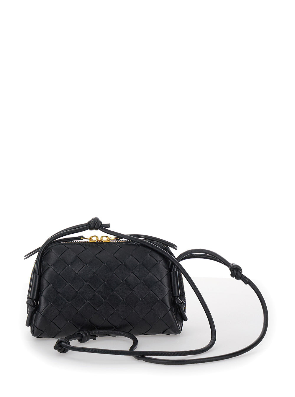 Bottega Veneta Women Crossbody Bag 'Concert' With Intreccio Motif In Black Leather For Women BOTTEGA VENETA