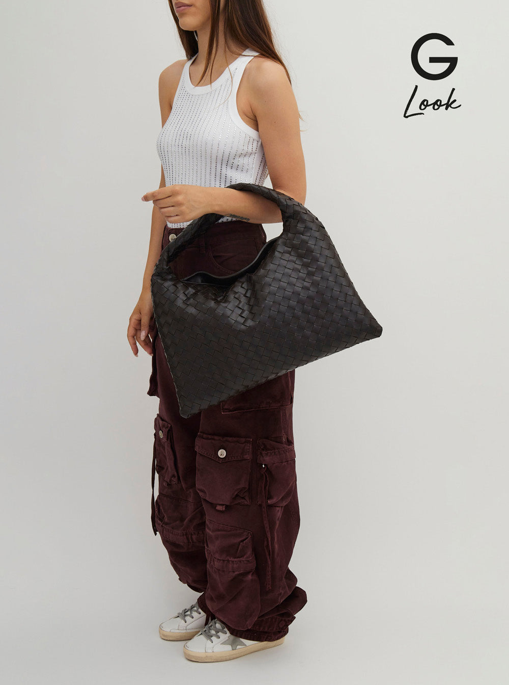 Bottega Veneta Women Shoulder Bag 'Hop Piccola' With Intreccio Motif In Brown Leather For Women BOTTEGA VENETA