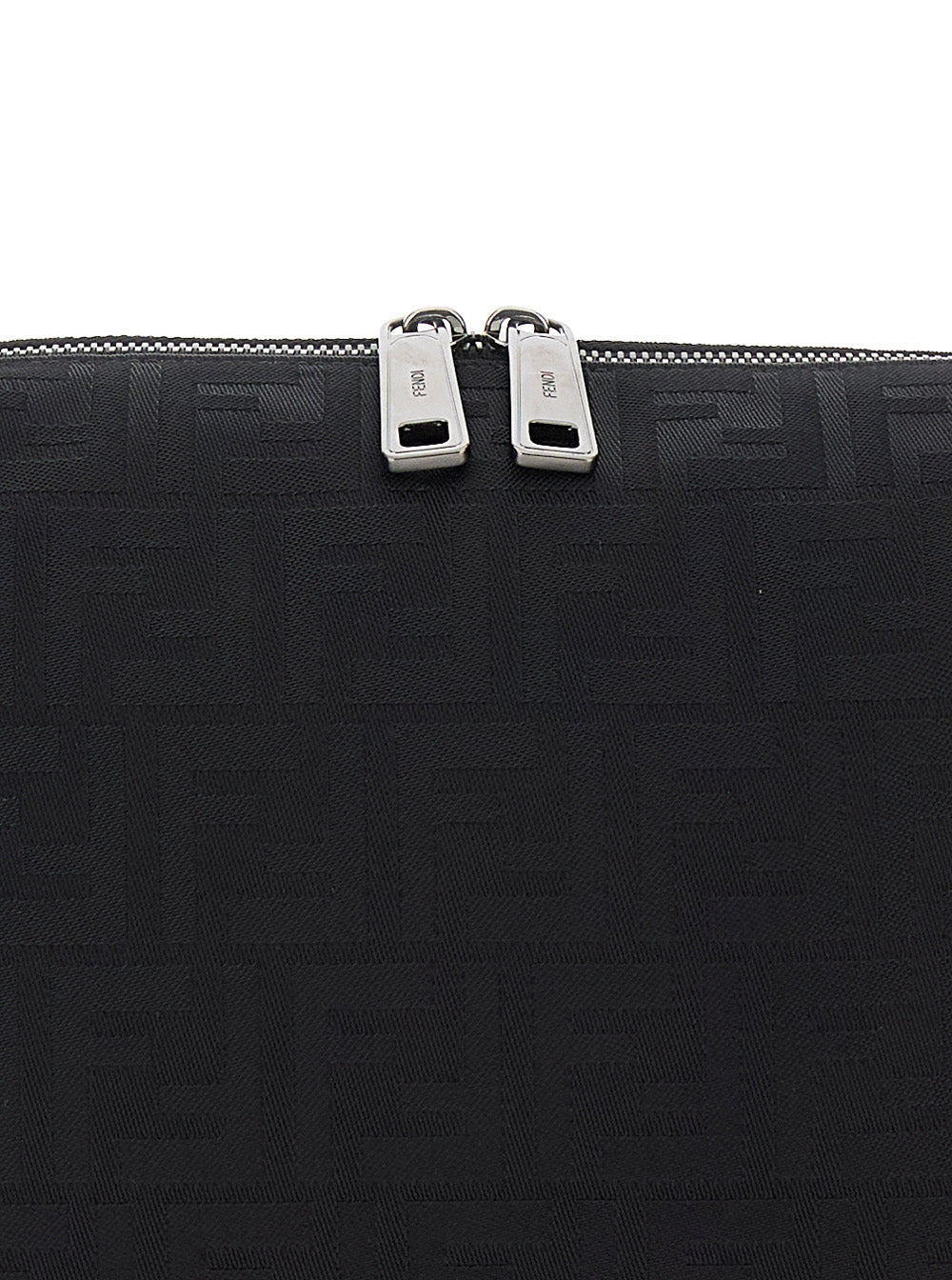 Fendi Men 'Lui Medium' Black Shoulder Bag With All-Over Ff Motif In Tech Fabric Woman FENDI