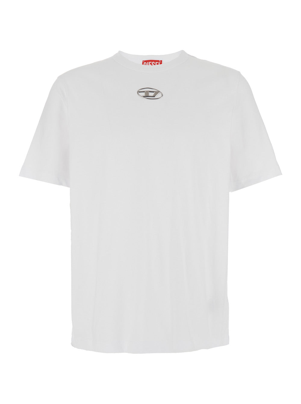 Diesel Men 'T-Adjust-Od' White T-Shirt With Logo Patch On The Front In Cotton Man DIESEL