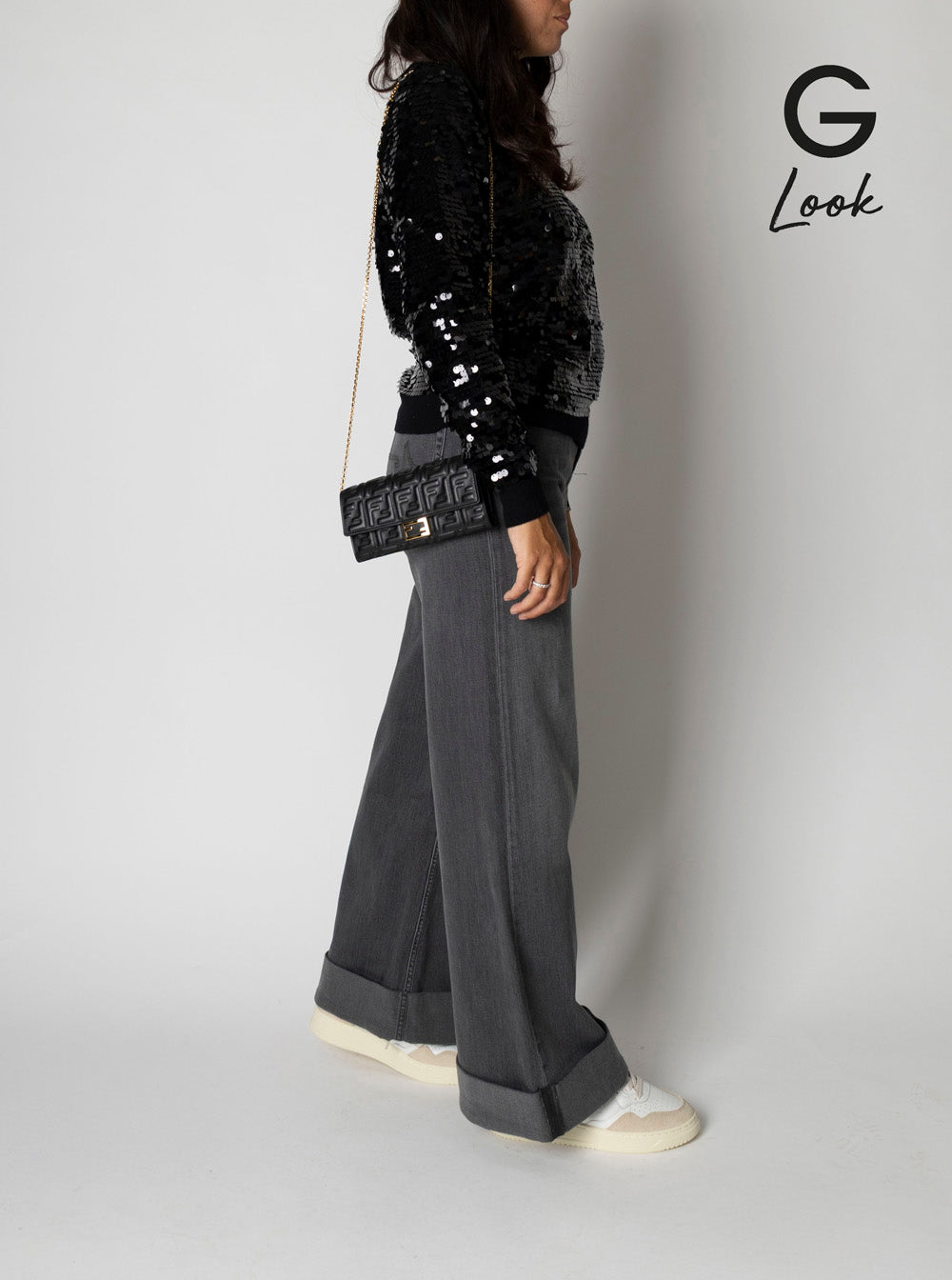Fendi Women Mini 'Continental' Bag With Ff Motif All-Over In Embossed Black Leather For Women FENDI