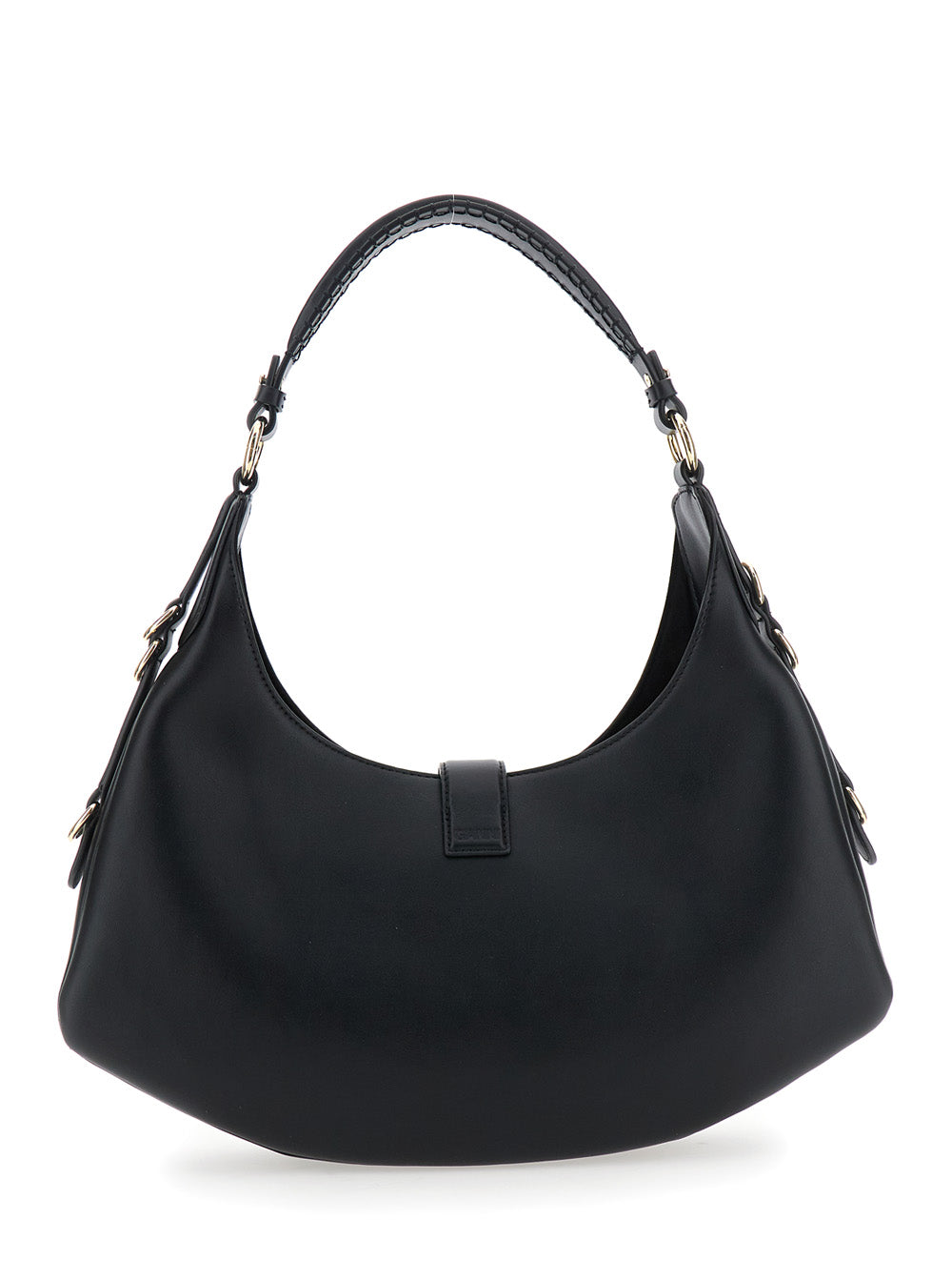 Ganni Women 'Kat Small' Black Shoulder Bag With Adjustable Handle And Logo Plaque On The Front In Leather Woman GANNI