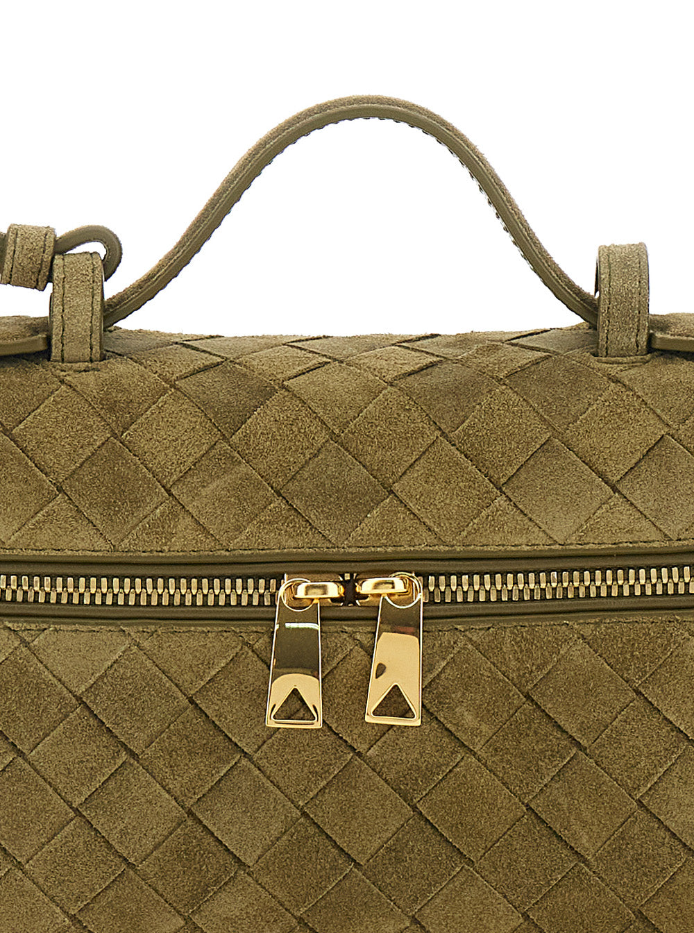 Bottega Veneta Women Green Vanity Case With Intreccio Motif In Suede Woman BOTTEGA VENETA