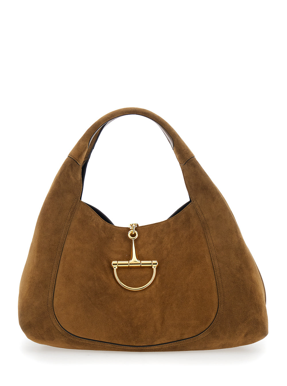 Gucci Women Brown Shoulder Bag With Horsebit Closure In Suede Woman GUCCI