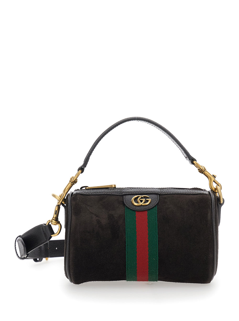 Gucci Men 'Ophidia Mini' Brown Handbag With Gg Logo And Web Detail On The Front In Suede Man GUCCI