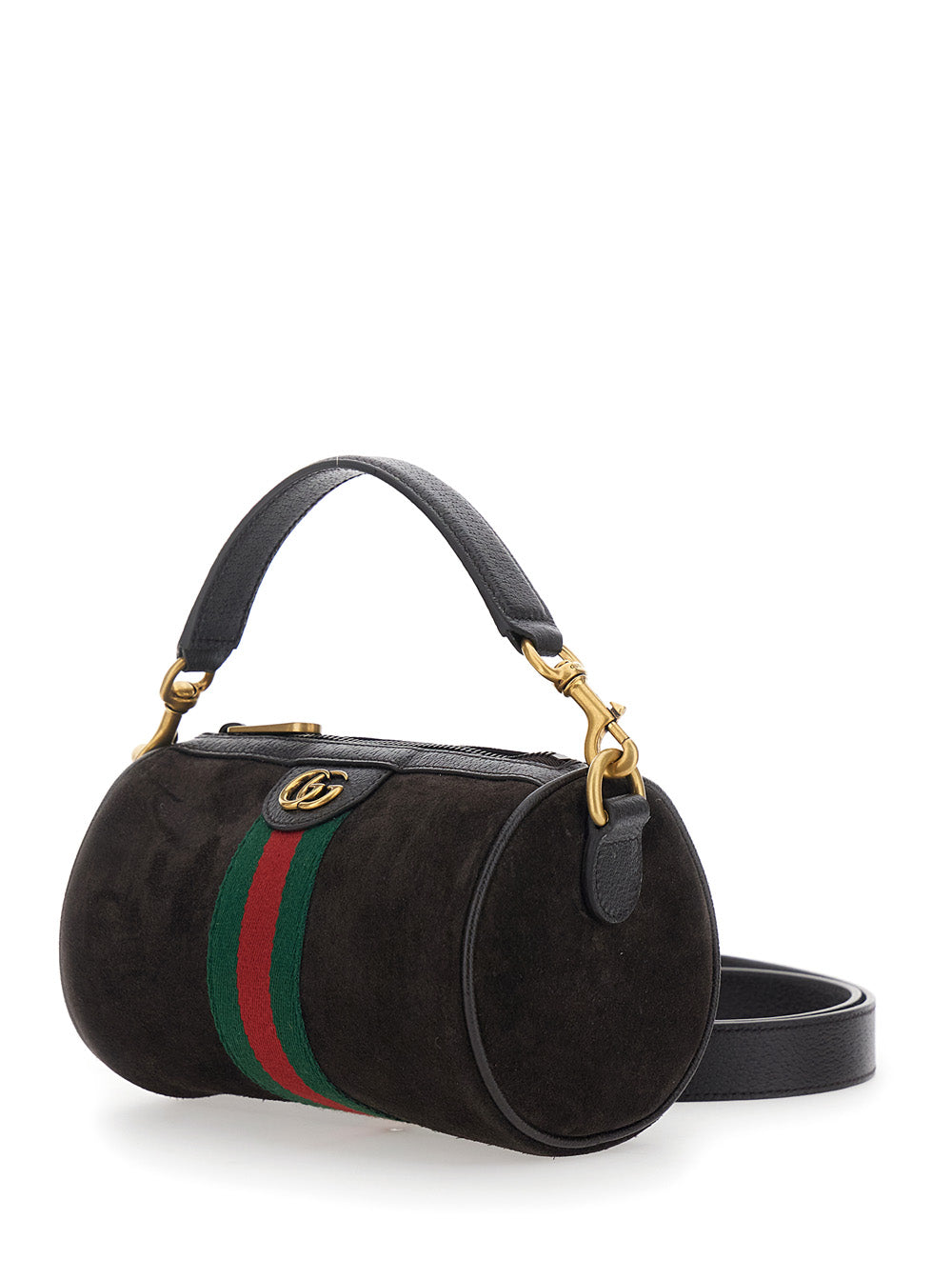 Gucci Men 'Ophidia Mini' Brown Handbag With Gg Logo And Web Detail On The Front In Suede Man GUCCI