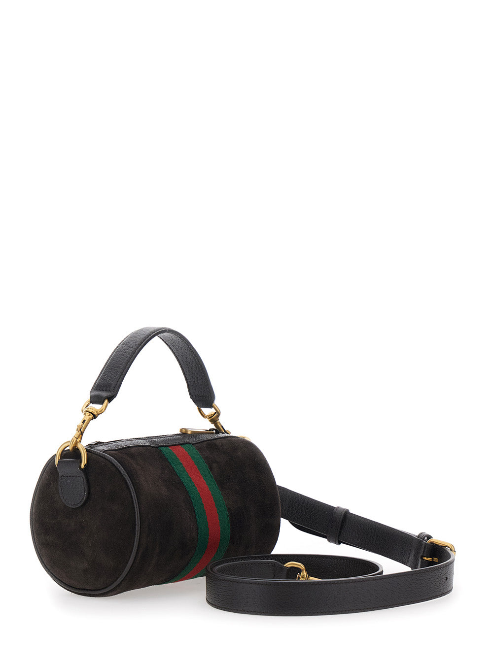 Gucci Men 'Ophidia Mini' Brown Handbag With Gg Logo And Web Detail On The Front In Suede Man GUCCI