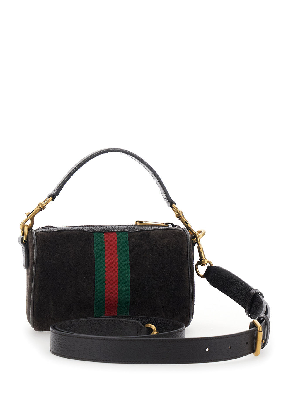 Gucci Men 'Ophidia Mini' Brown Handbag With Gg Logo And Web Detail On The Front In Suede Man GUCCI