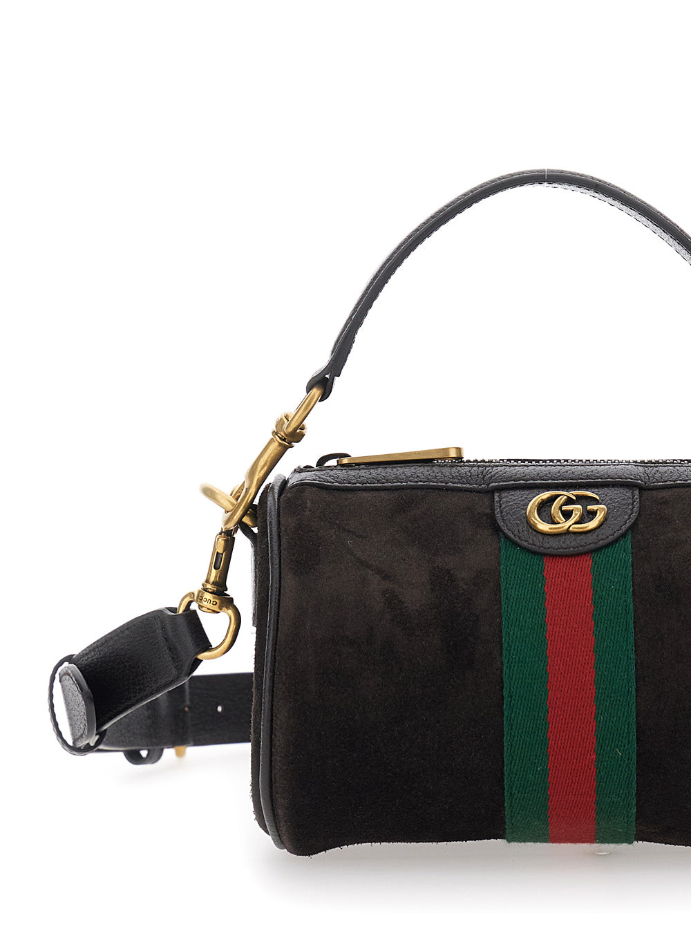 Gucci Men 'Ophidia Mini' Brown Handbag With Gg Logo And Web Detail On The Front In Suede Man GUCCI