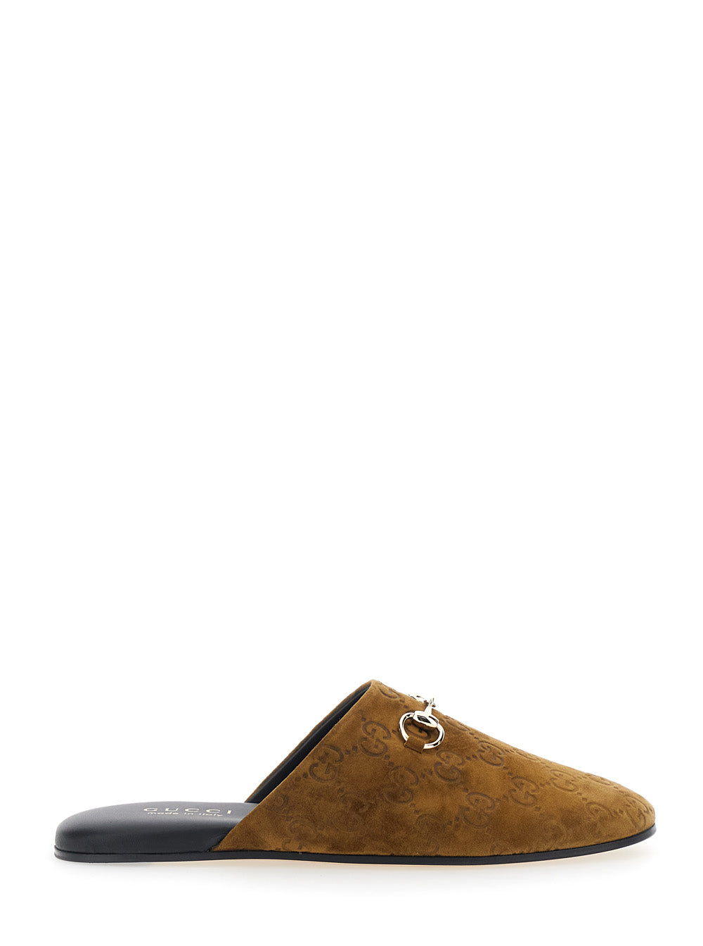 Gucci Women Brown Mule With Horsebit On The Front And All-Over Gg Motif In Suede Woman GUCCI