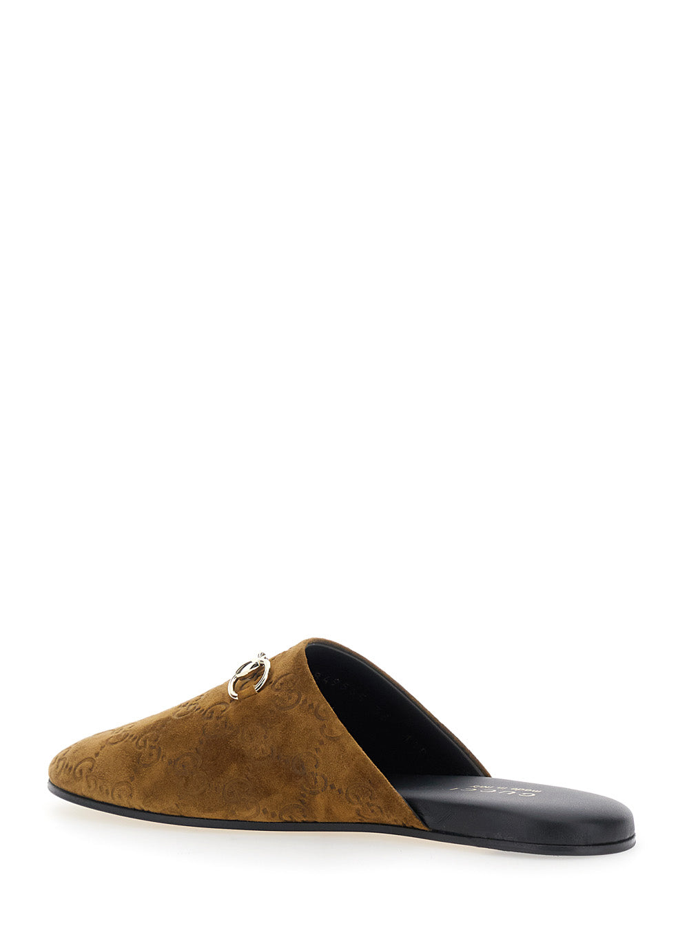 Gucci Women Brown Mule With Horsebit On The Front And All-Over Gg Motif In Suede Woman GUCCI