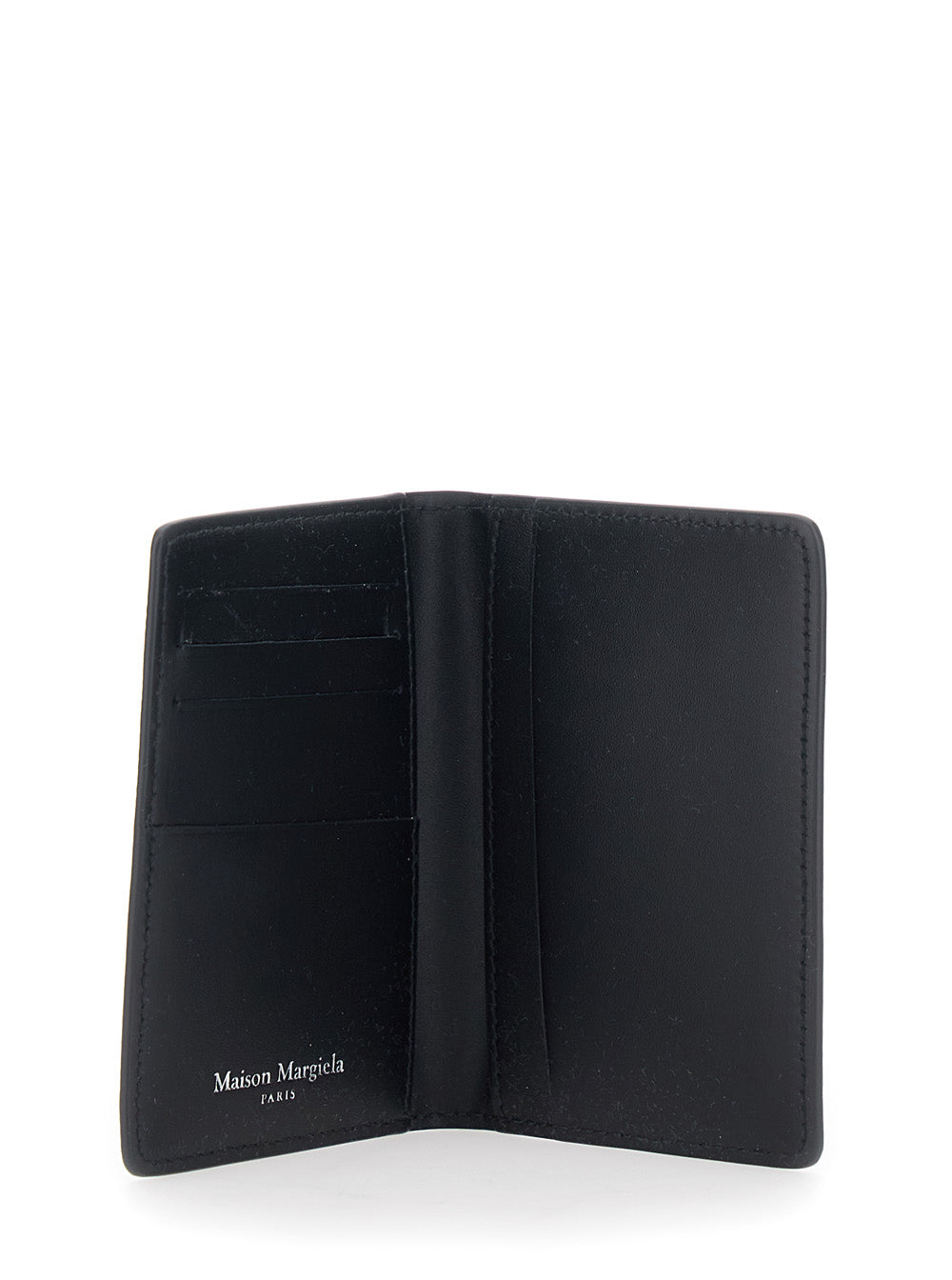 Maison Margiela Women Black Wallet With Four Stitches On The Back And Logo Lettering Embossed Inside In Leather Women MAISON MARGIELA