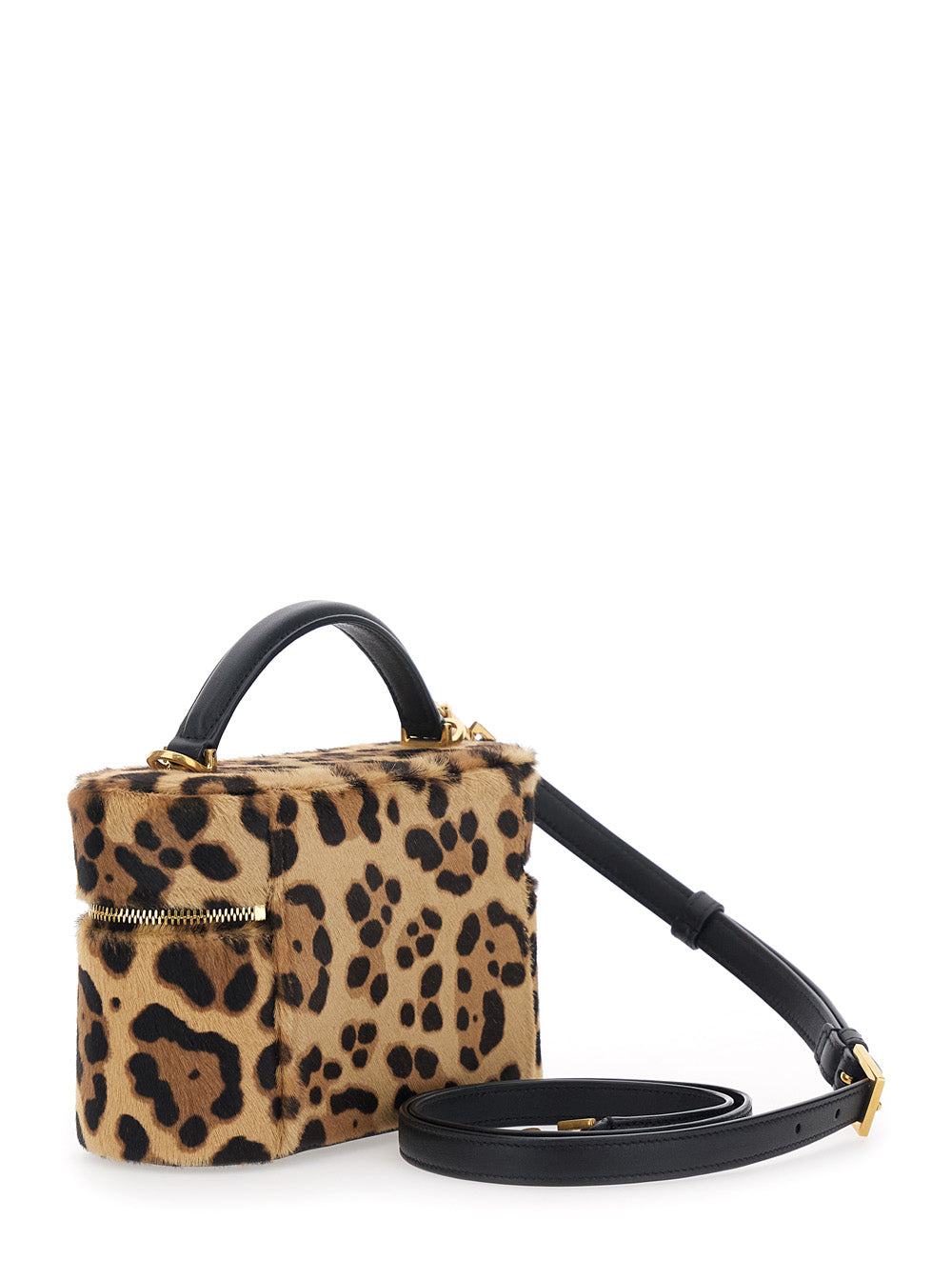 Saint Laurent Women 'Gaby Mini' Brown Bag With Cassandre Logo On The Front And All-Over Leopard Print In Pony Skin Woman SAINT LAURENT