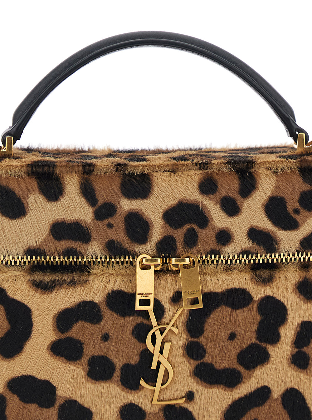 Saint Laurent Women 'Gaby Mini' Brown Bag With Cassandre Logo On The Front And All-Over Leopard Print In Pony Skin Woman SAINT LAURENT